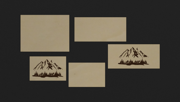 Wühlbox mit Motiv-Gravur "Berge & Wald"